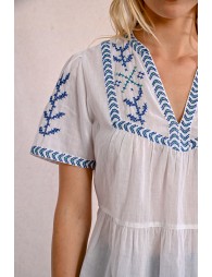 Embroidered poplin top