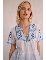 Embroidered poplin top