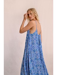 Long printed dress with thin straps