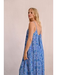 Long printed dress with thin straps