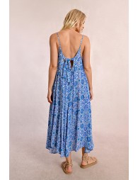 Long printed dress with thin straps