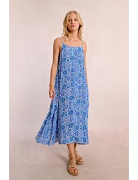 Long printed dress with thin straps