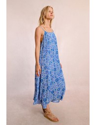 Long printed dress with thin straps