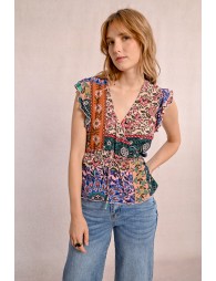 Paisley print wrap top