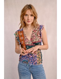 Paisley print wrap top