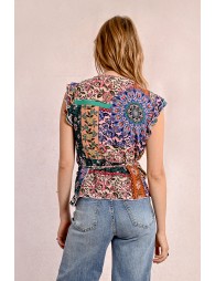 Paisley print wrap top