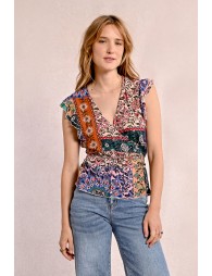 Paisley print wrap top