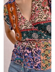 Paisley print wrap top