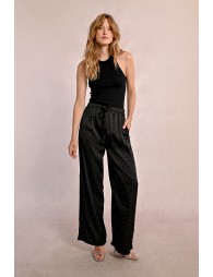 Pantalon satiné à strass