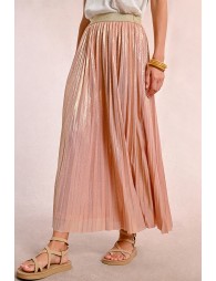 Long pleated and iridescent skirt