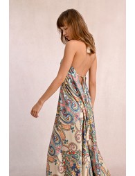 Robe longue satinée