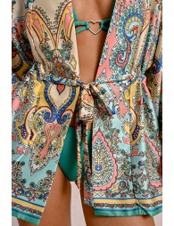 Satin and printed kimono