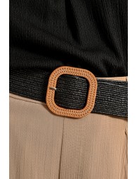 Wide braided belt with buckle