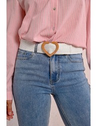 Wide braided belt, heart buckle