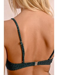 Iridescent lace-up bikini top