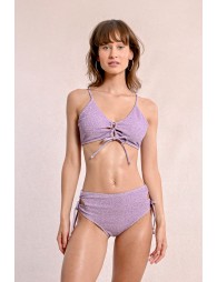 Iridescent lace-up bikini top