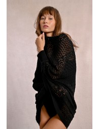 Long openwork cardigan