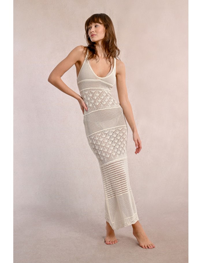 Long openwork dress with straps