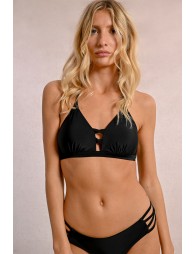 Top de bikini con escote halter y tiras