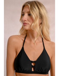 Top de bikini con escote halter y tiras