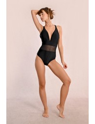 1-piece bi-material swimsuit