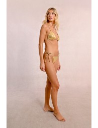 Adjustable swimsuit bottoms, metallic effect