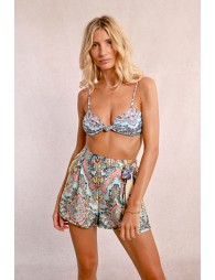 Bandeau swimsuit top, printed