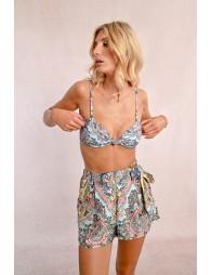 Top de bikini triángulo estampado étnico