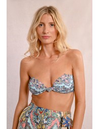 Bandeau swimsuit top, printed