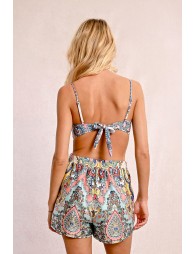 Bandeau swimsuit top, printed