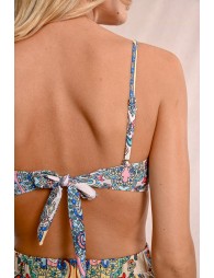 Top de bikini triángulo estampado étnico