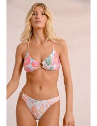 Top de bikini triángulo con hebilla y estampado