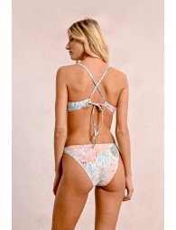 Top de bikini triángulo con hebilla y estampado