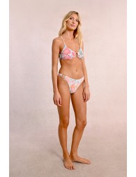 Top de bikini triángulo con hebilla y estampado