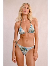 Top de bikini triángulo estampado tropical