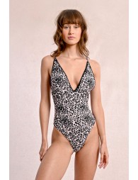 Leopard print one-piece swimsuit