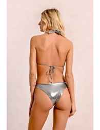 Top de bikini triángulo en tejido metalizado