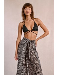 Pantalón largo con lazada y estampado