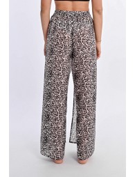 Pantalón largo con lazada y estampado