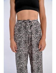 Pantalón largo con lazada y estampado