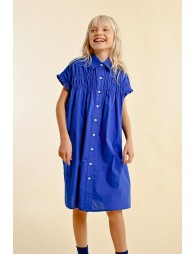 Robe chemise courte à détails smockés