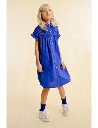 Robe chemise courte à détails smockés