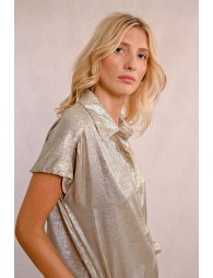 Short-sleeved satin blouse