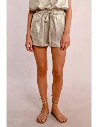 High-waisted satin shorts