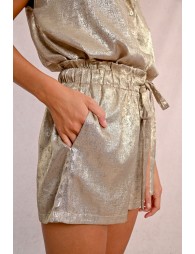 High-waisted satin shorts