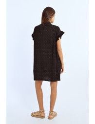 Ruched rhinestone shirt dress