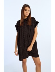 Ruched rhinestone shirt dress