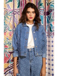 Veste en jean à motif cœur