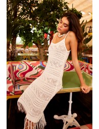 Vestido midi de tirantes crochet